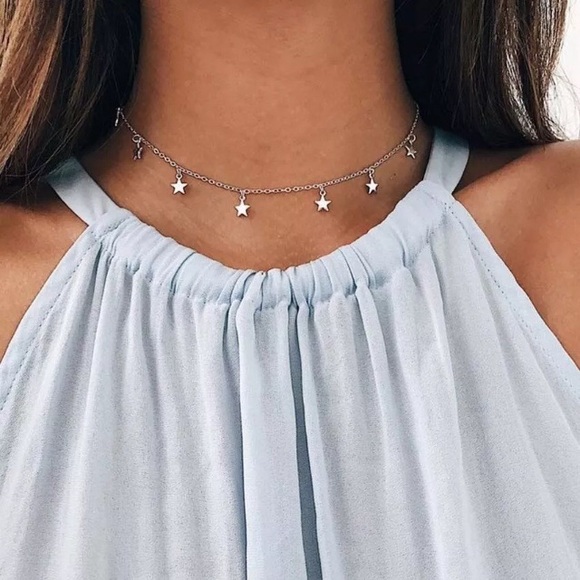Boutique Jewelry - Boho Dainty Silver Star Choker Necklace